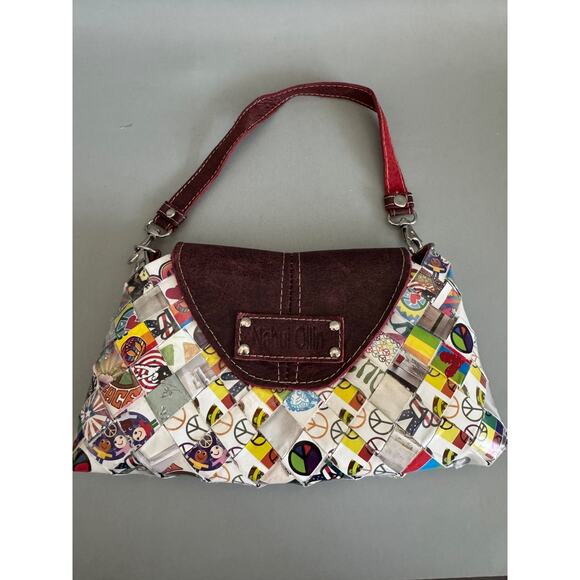 Nahui Ollin Handbags - Nahui Ollin Shoulder Bag Candy Wrapper Recycled Paper Leather Trim Handmade Y2K